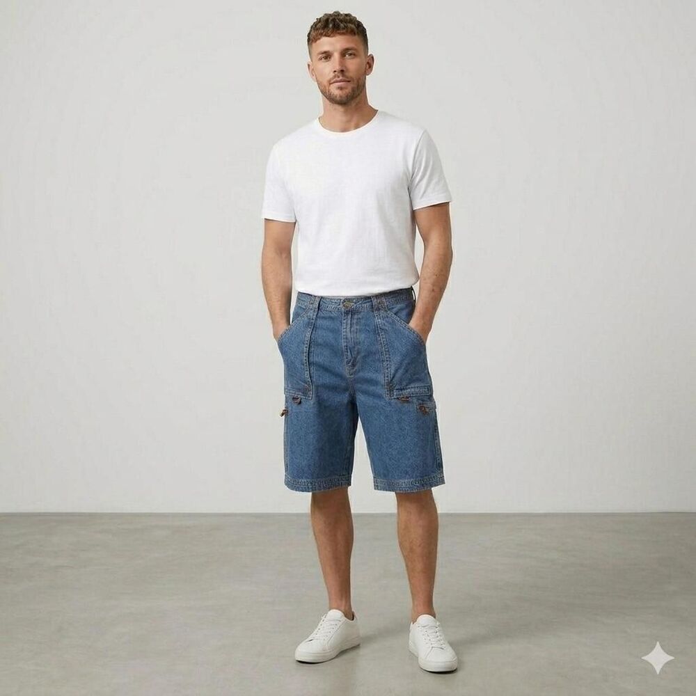 Vintage Y2K No Boundaries Cargo Denim Shorts | Baggy Skater Grunge Size 38